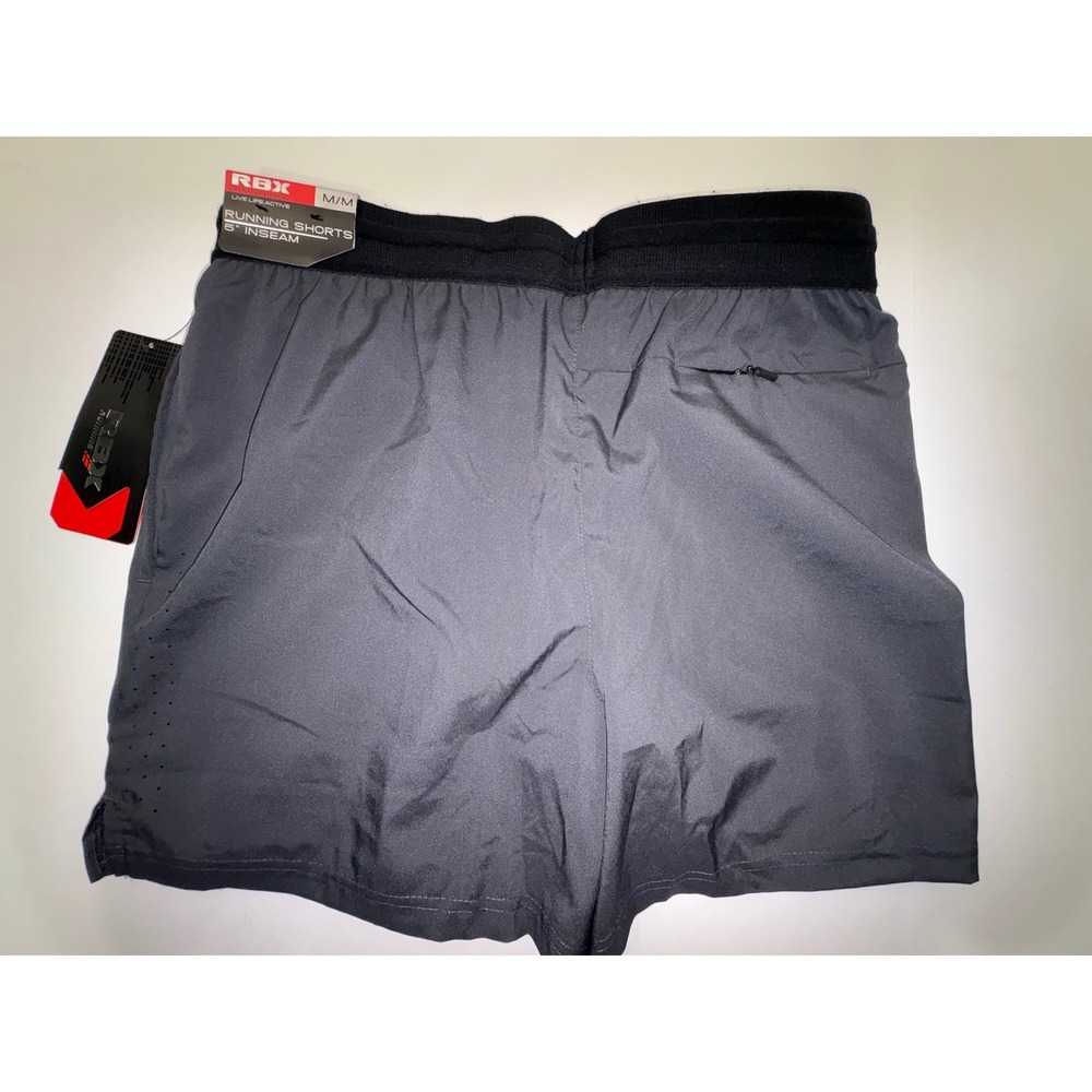 RBX Active Mens 5 Inch Running Shorts Charcoal Gray Lime Green Liner CRM5194RB M - Picture 5 of 7
